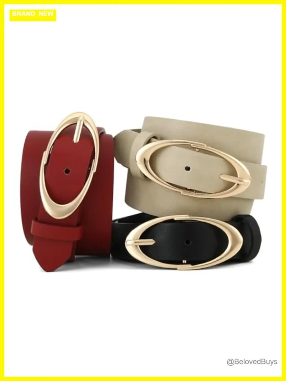 Faux Leather Belt with Oval Buckle for Women 28mm Waist Belt